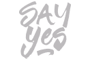 Logo SAY yes in hellgrauer Pinselschrift.